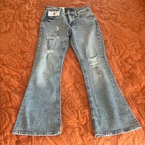 Aeropostale Distressed High Rise Stretch Flare Jeans, sizes 00 and 000